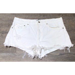 AGOLDE Parker White Denim Button Fly Cut Off Shorts Women’s sz 32